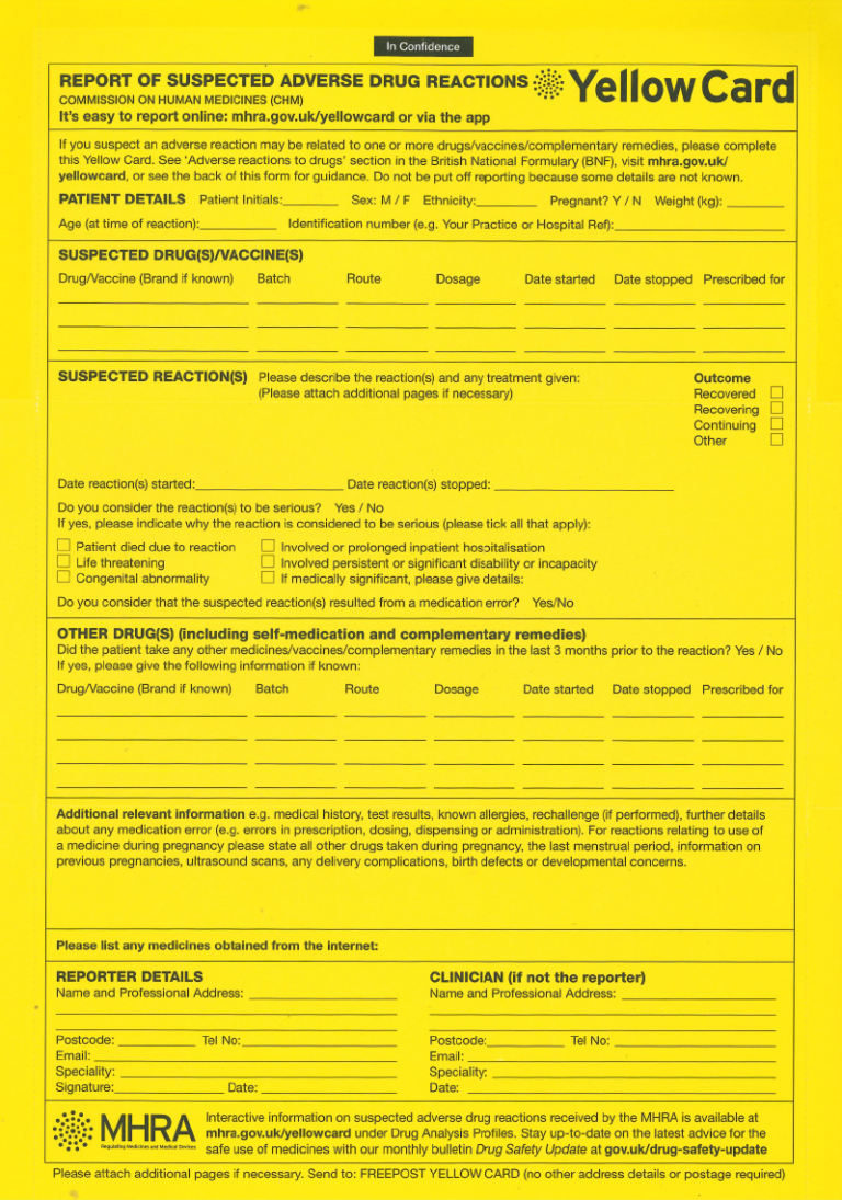 Reporting Yellow Card Centre Scotland